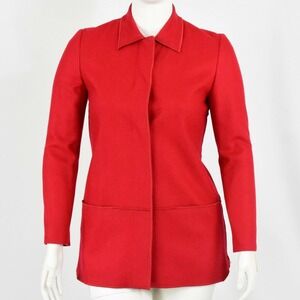 Womens Bright Red Wool Top Coat Size 8 Collection Harve Benard Hidden Placard